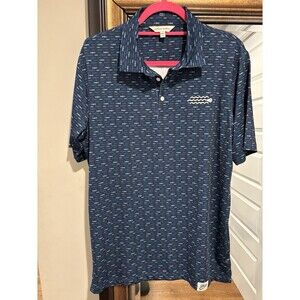 Lacrosse Unlimited  Men's M Blue Fish Print  Polo Shirt
